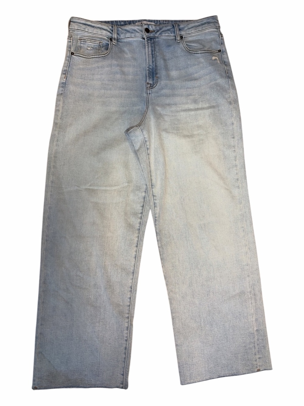 Arula Size 16 Light Wash Wide Leg Stretch Jeans Raw Frayed Hem - Picture 2 of 6